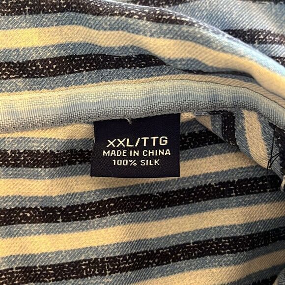 Tommy Bahama Blue Printed Short Sleeve Button Front Silk Shirt XXL - Picture 4 of 5